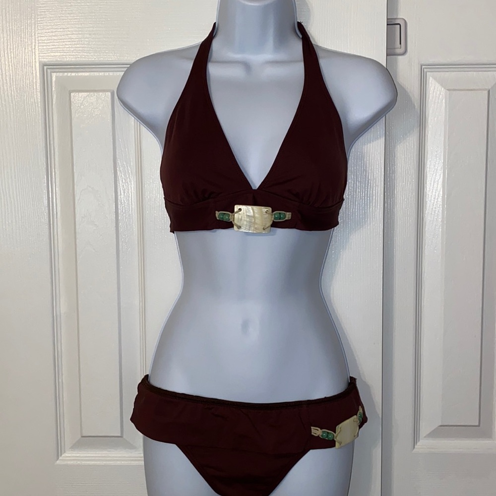 2Bamboo Small Brown Bikini With Beads